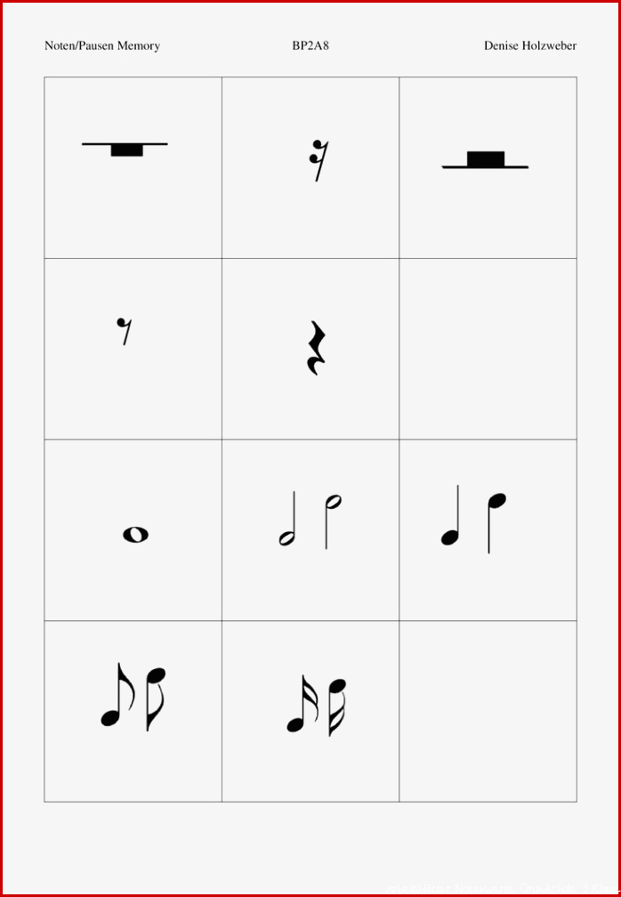 Memory Notenwerte und Pausenwerte