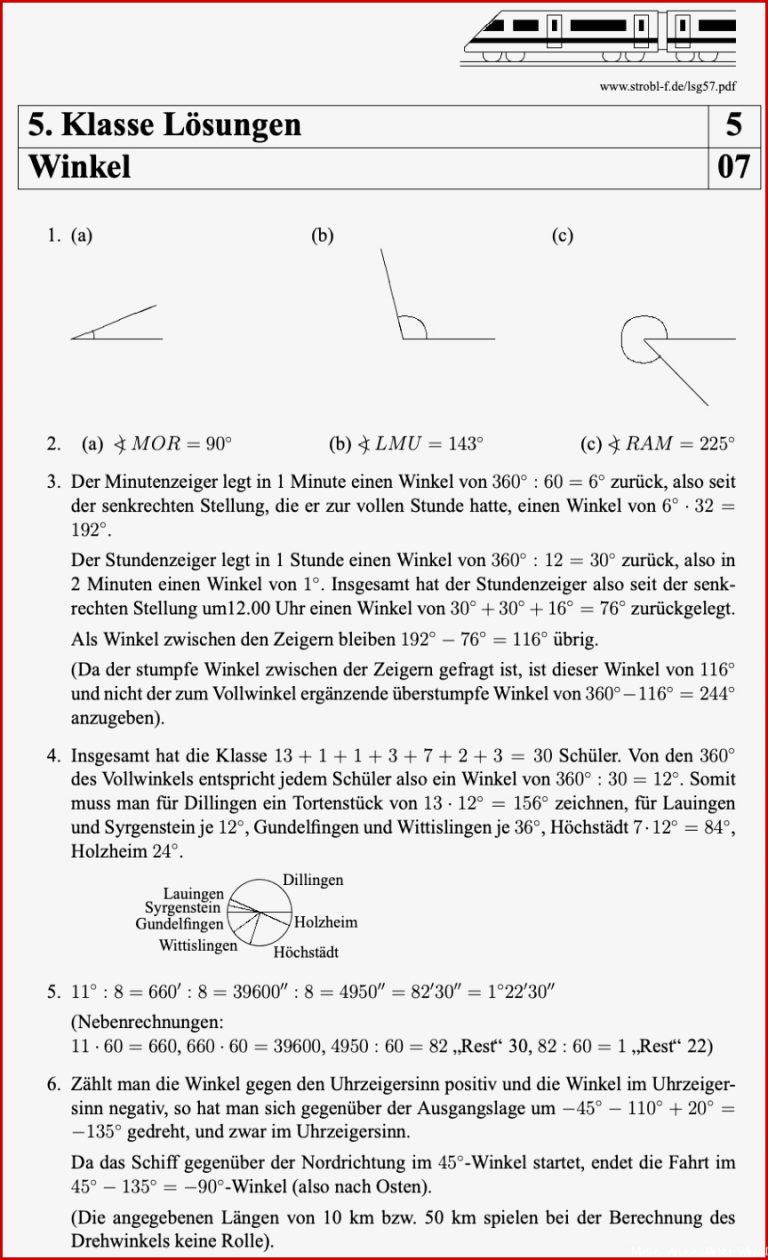 Messen Mathe Arbeitsblätter Klasse 6 Winkel Zum Ausdrucken