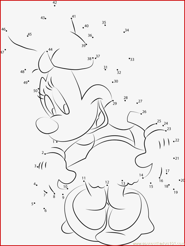 Minnie Mouse druckbares Arbeitsblatt von Punkt zu Punkt