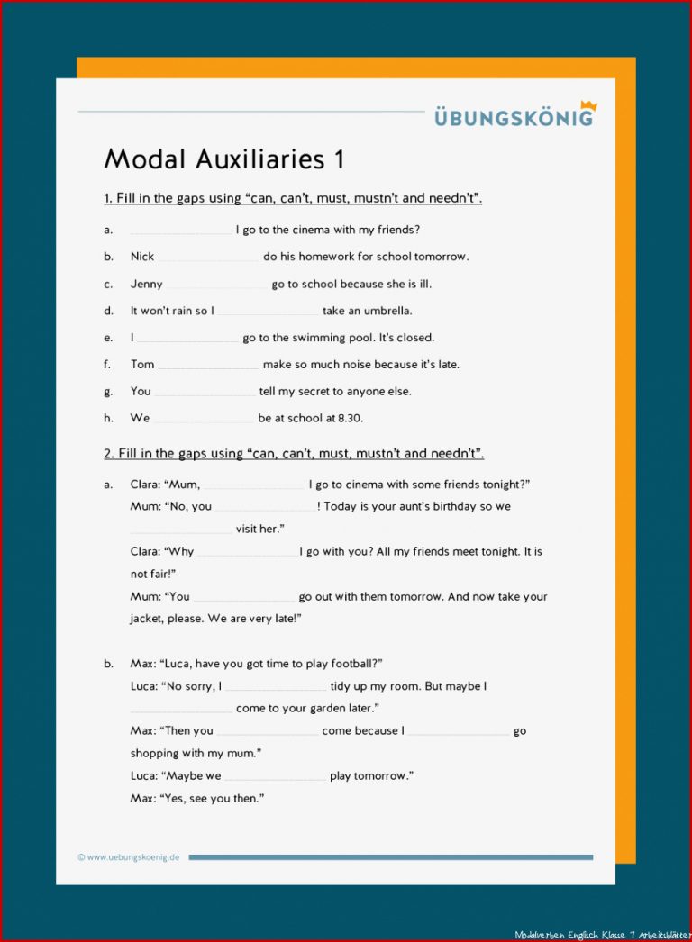 Modal auxiliaries / modale Hilfsverben