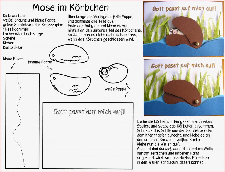 Mose im Körbchen basteln Kinderstunde Kindergottes nst