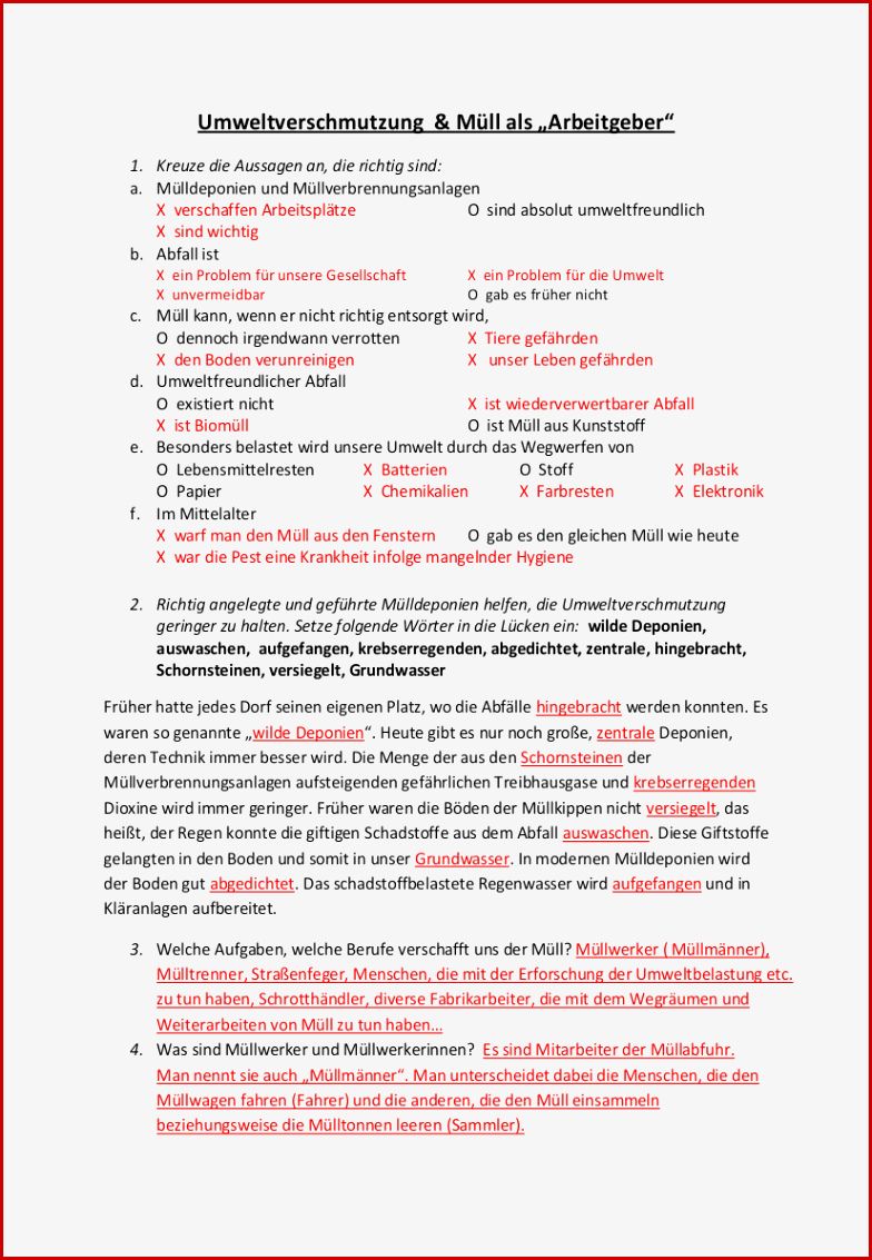 Müll Unterrichtsmaterial