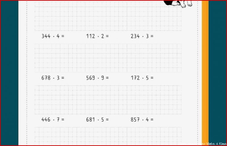 Multiplikation 4 Klasse Arbeitsblätter Worksheets