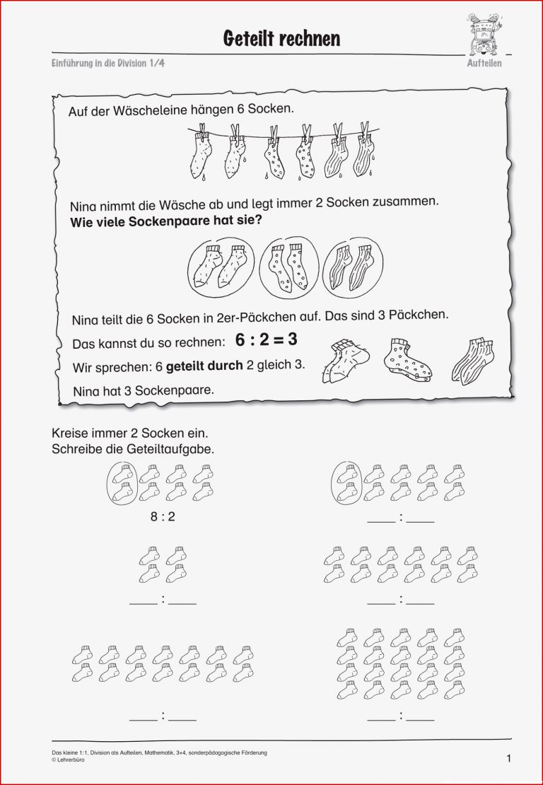 Multiplikation Division · Arbeitsblätter · sonderpädagogik