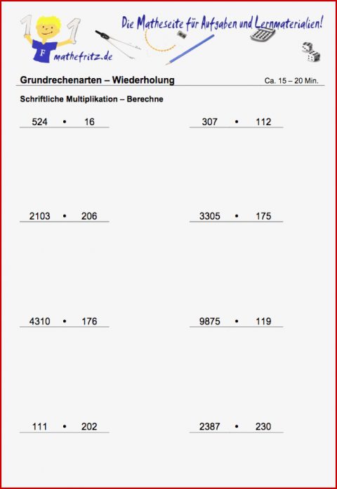 Multiplikation Division Klasse 5 Aufgaben Multiplikation