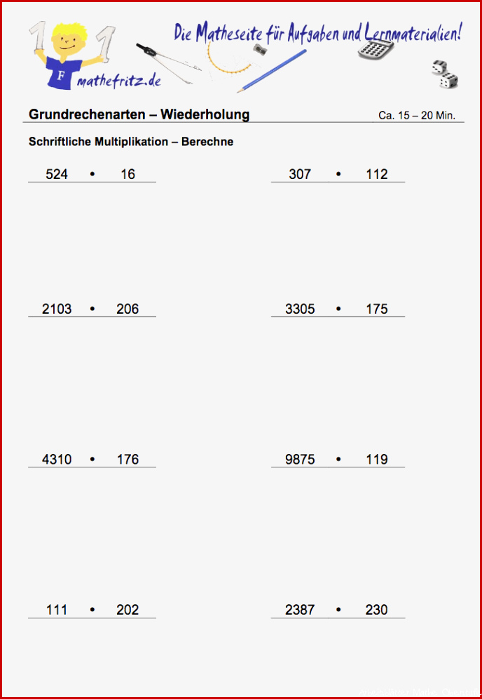 Multiplikation Division Klasse 5 Aufgaben Multiplikation