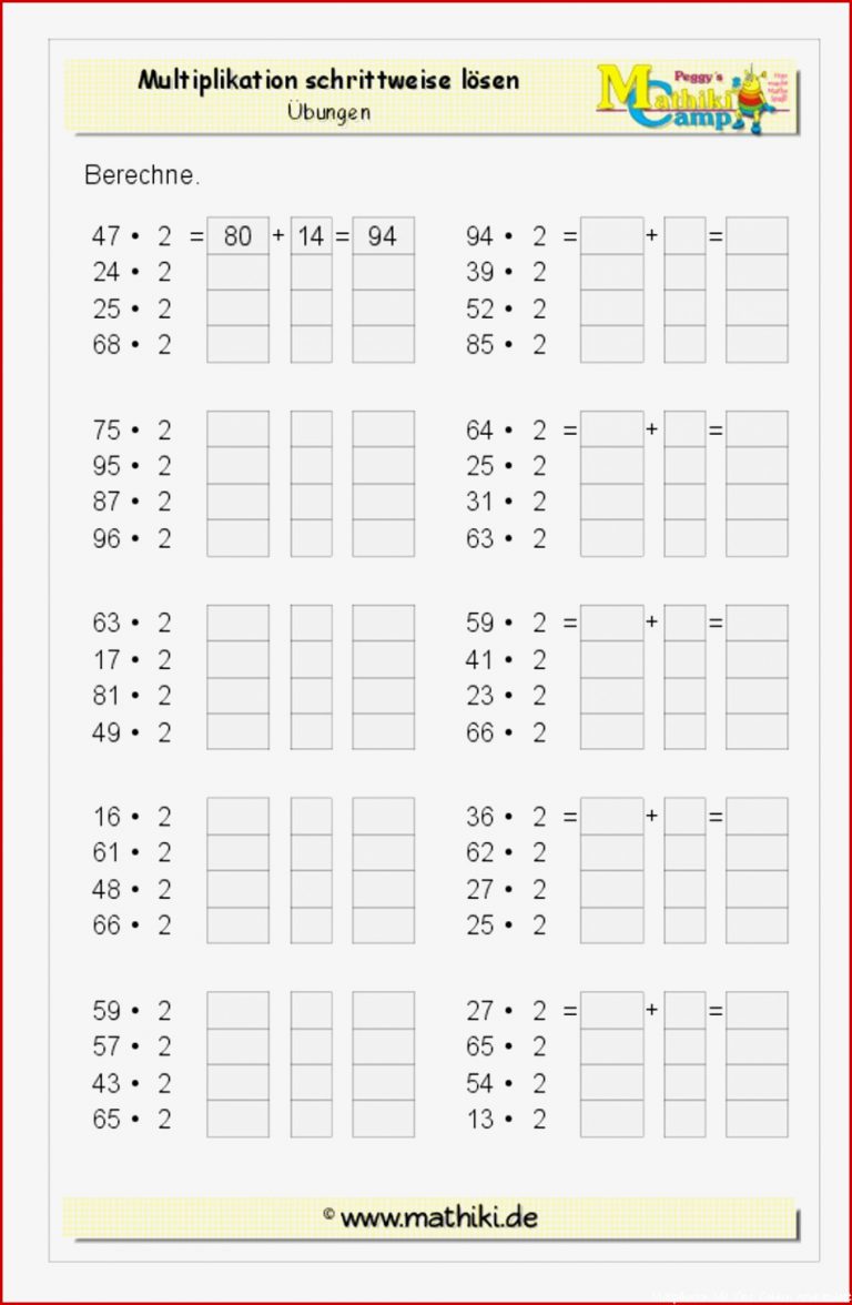 Multiplikation Klasse 3 Kostenloses Arbeitsblatt Mit