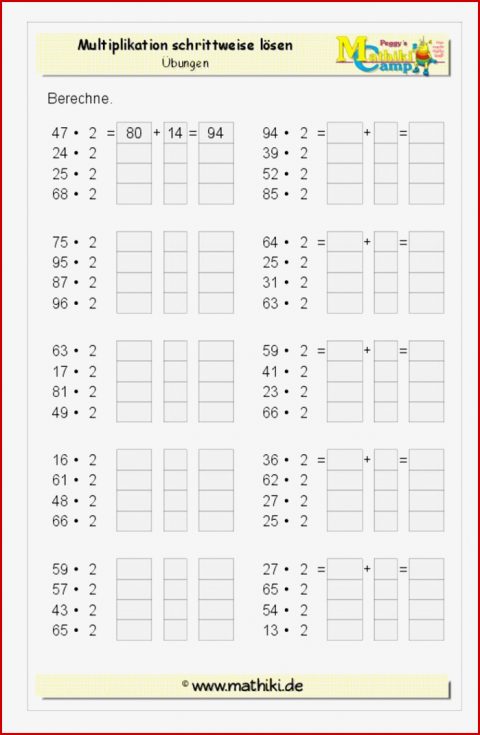 Multiplikation Klasse 3 Kostenloses Arbeitsblatt Mit