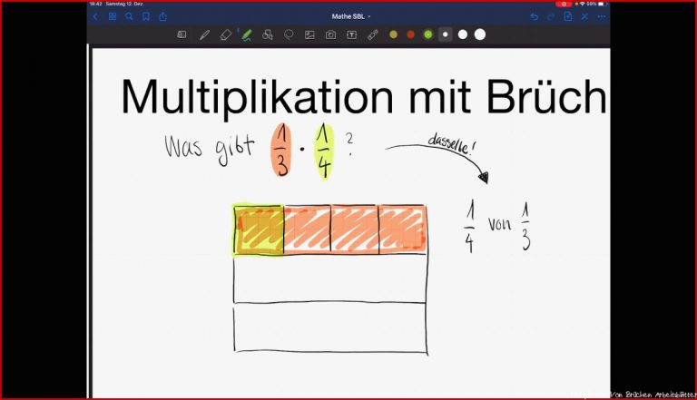 Multiplikation von Brüchen erklärt am Rechteckmodell