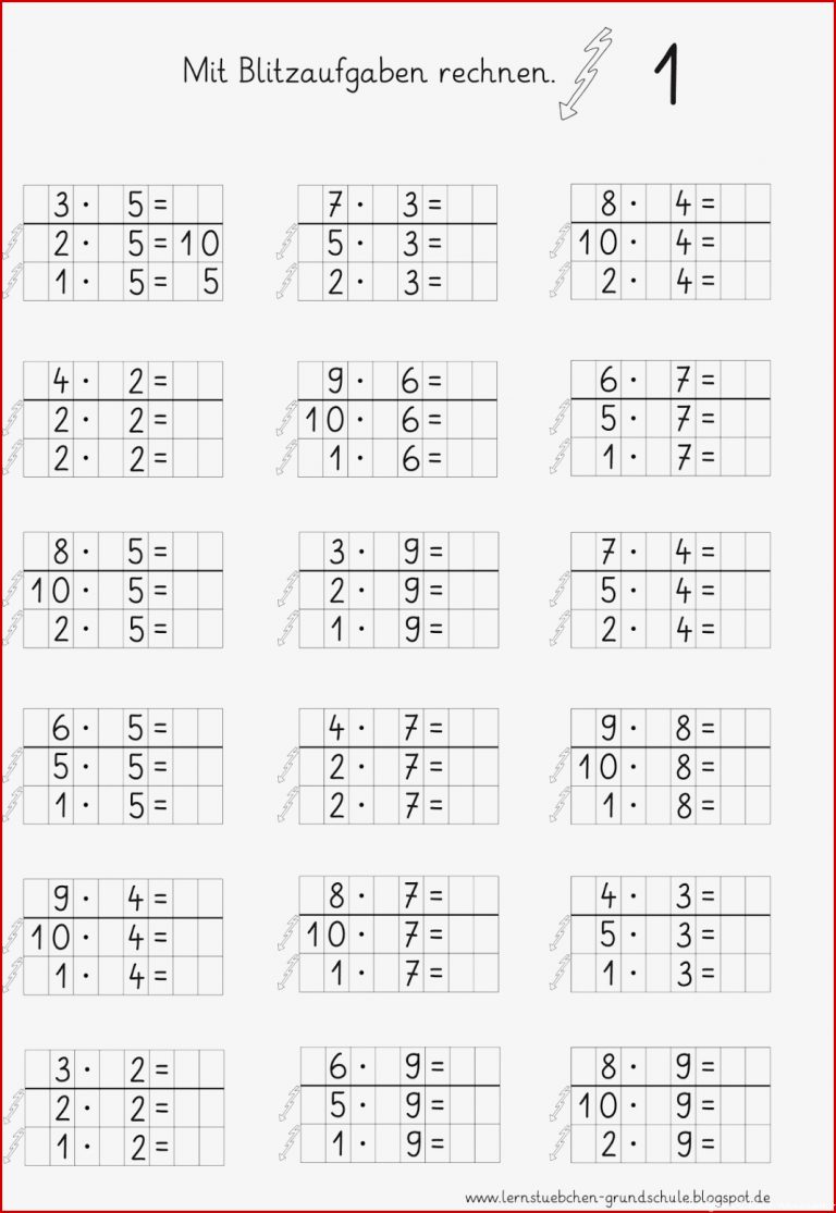 Multiplizieren Matheaufgaben Klasse 2 Einmaleins Zum