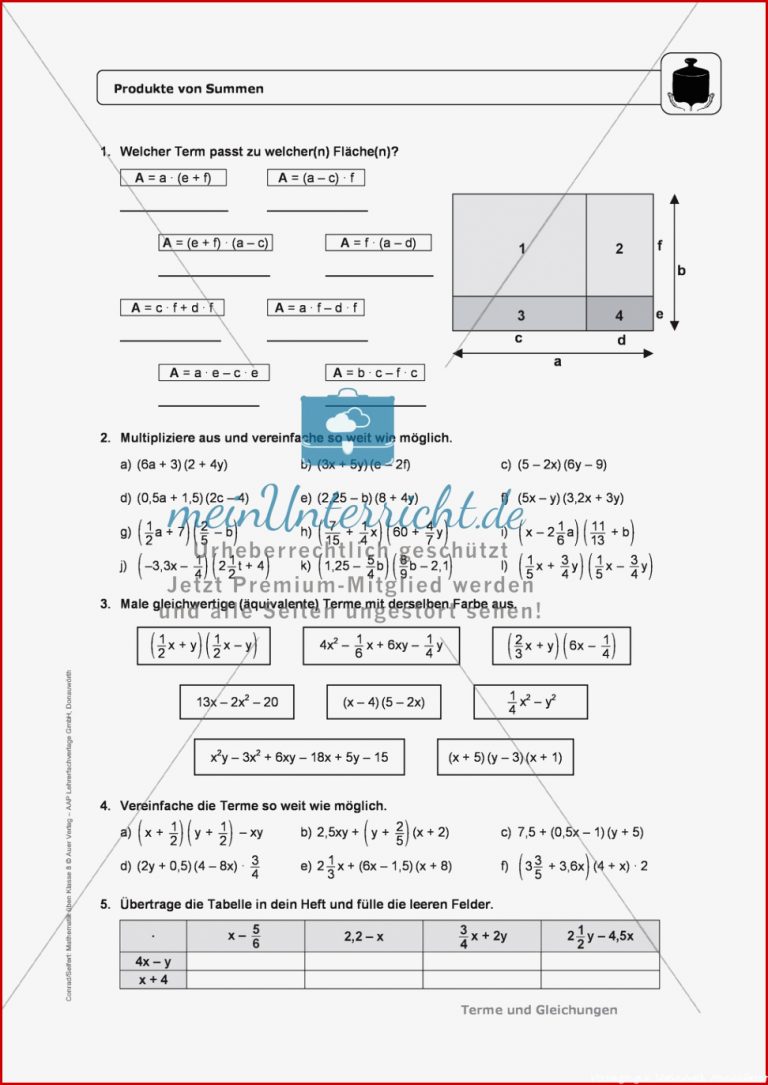 Multiplizieren Von Summen Und Differenzen Das