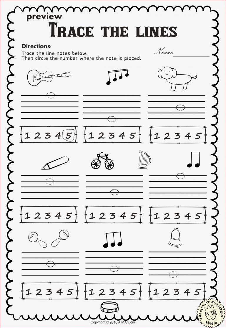 Music Worksheets Pack Line Space High Low from