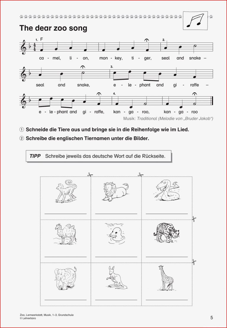 Musik · Arbeitsblätter · Grundschule · Lehrerbüro