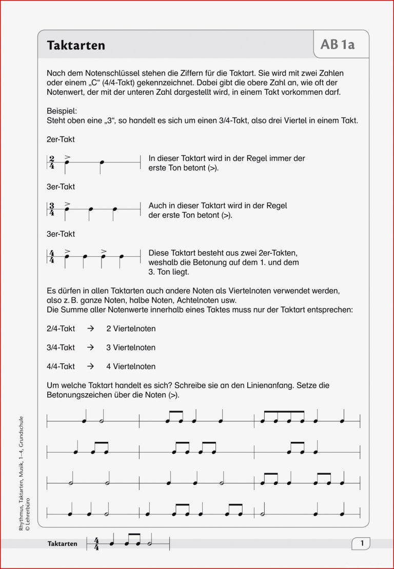 Musik · Arbeitsblätter · Grundschule · Lehrerbüro