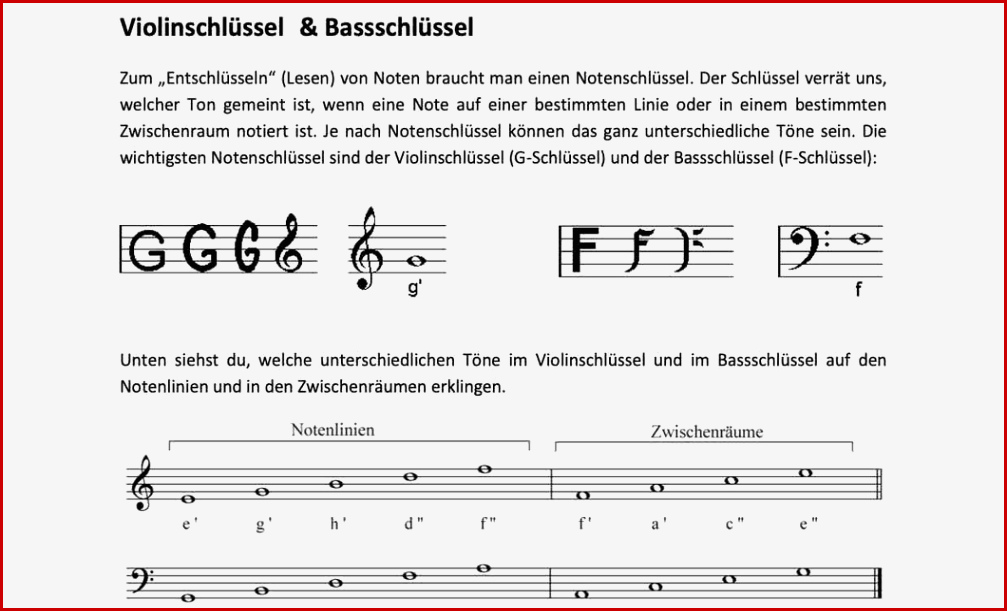 Musik Arbeitsblätter Klasse 6 Zum Ausdrucken Bassschlüssel