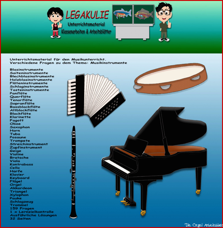 Musikinstrumente Klassenarbeit Lernzielkontrolle PDF