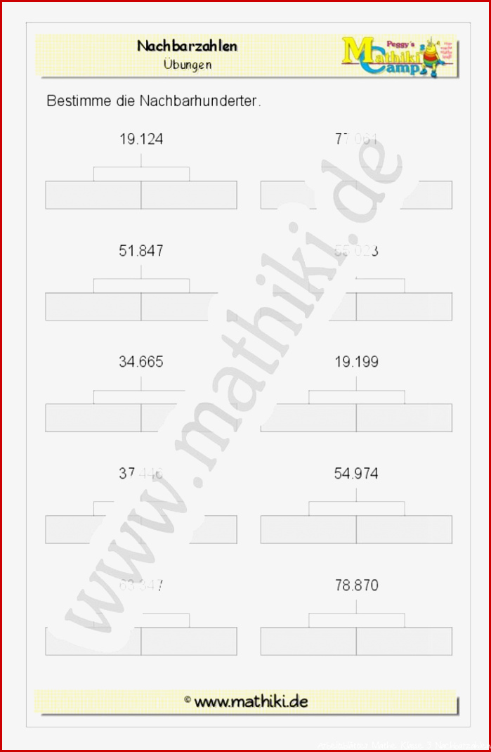 Nachbarhunderter bis Klasse 4 mathiki