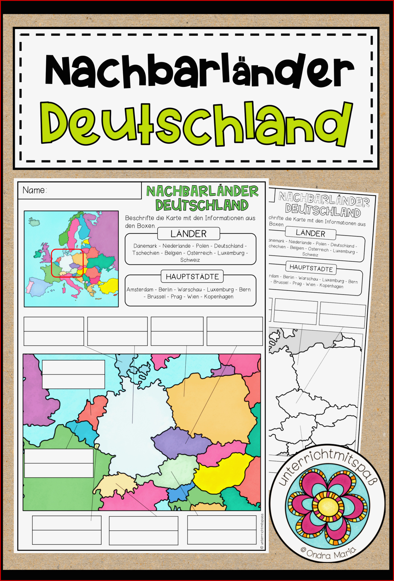 Nachbarländer Deutschland Karte Grundschule Ki Landkarte