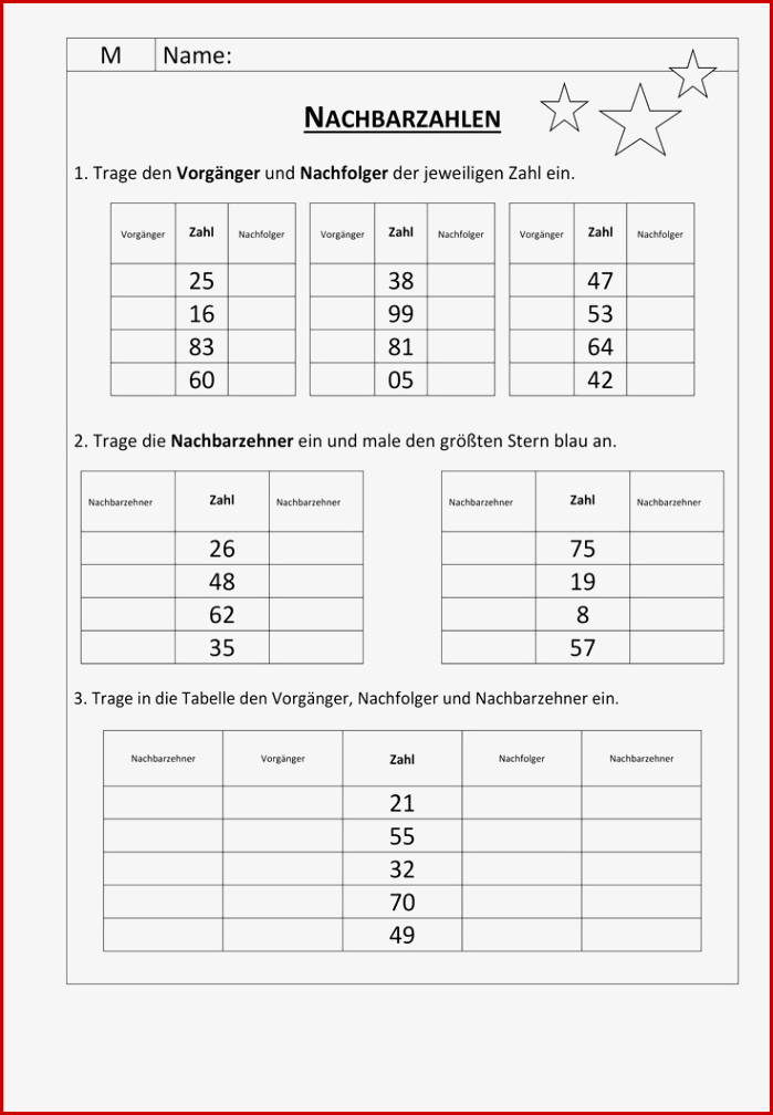 Nachbarzahlen Gemischt – Unterrichtsmaterial Im Fach