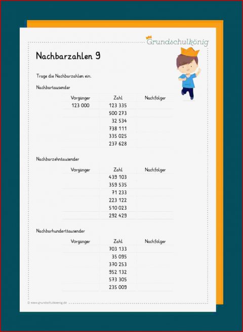 Nachbarzahlen Im Zahlenraum 1 000 000