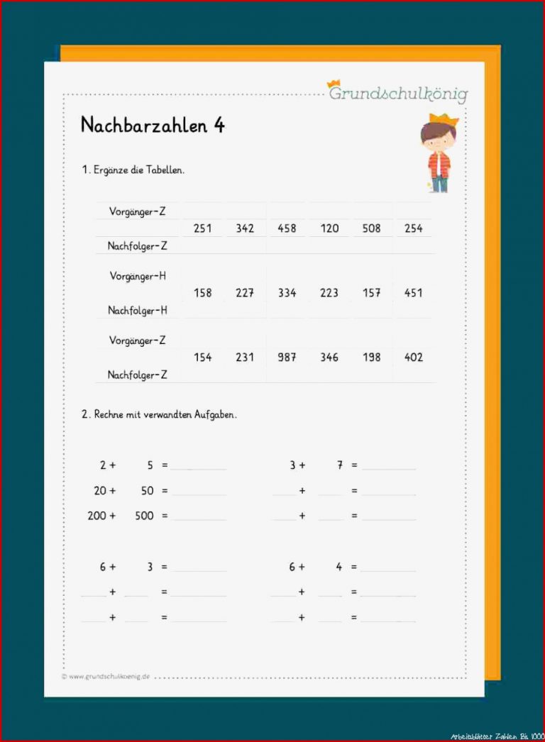 Nachbarzahlen im Zahlenraum 1000