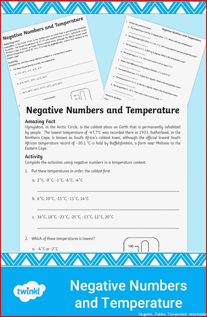 Negative Numbers and Temperature