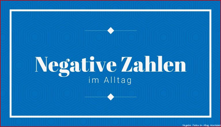 Negative Zahlen im Alltag