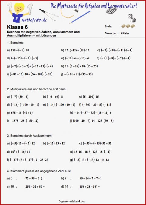 Negative Zahlen Übungen Rechnen Mit Negativen Zahlen In - Kostenlose