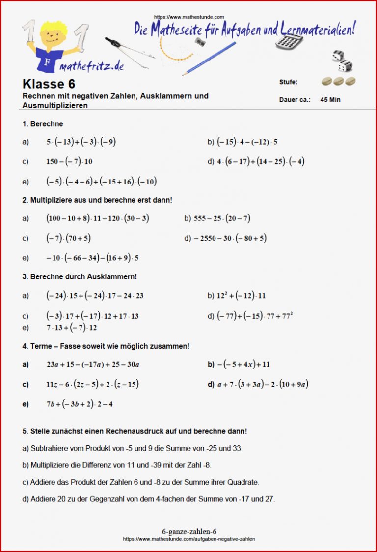 Negative Zahlen Übungen Rechnen Mit Negativen Zahlen In