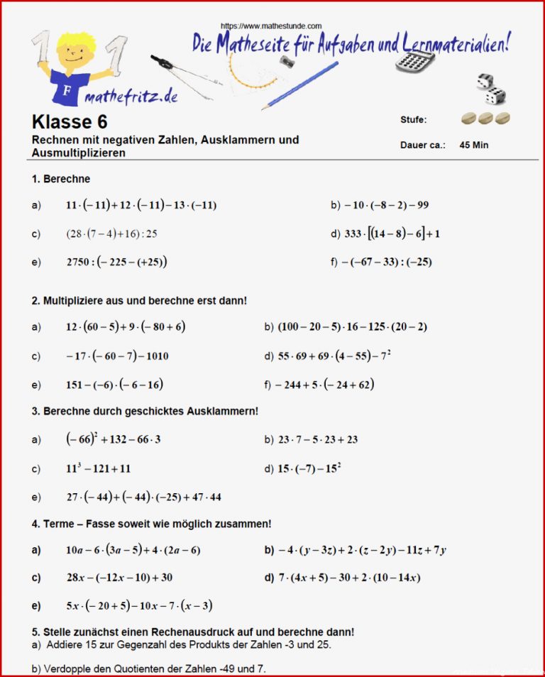Negative Zahlen Übungen Rechnen Mit Negativen Zahlen In