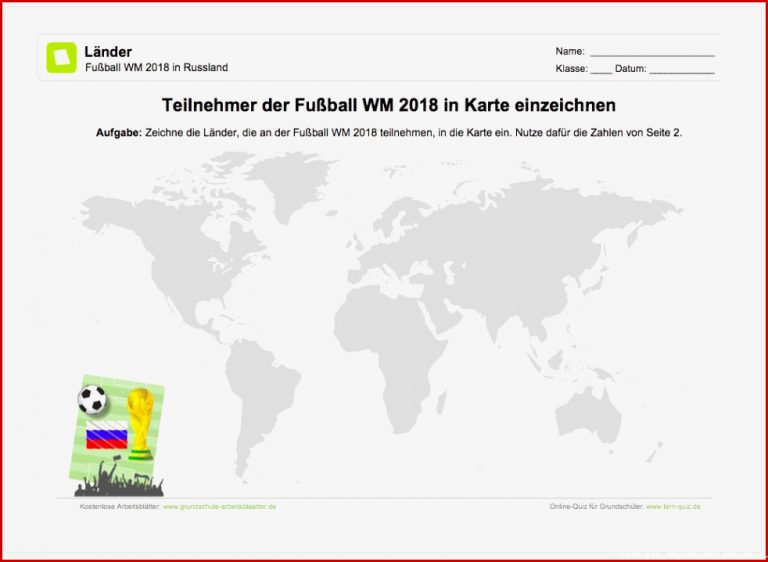 NEU Ein kostenloses Arbeitsblatt zur Fußball WM 2018 in