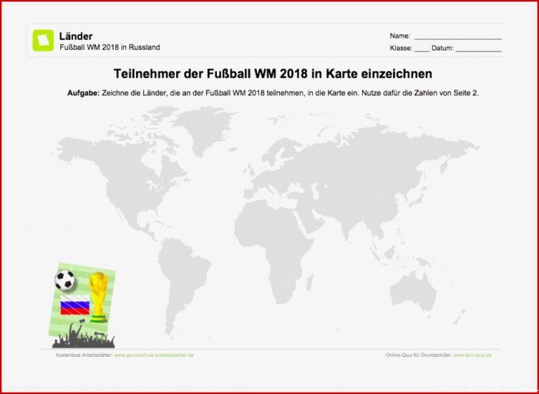 Neu Ein Kostenloses Arbeitsblatt Zur Fußball Wm 2018 In