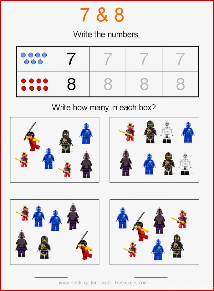 Ninjago Number Worksheets