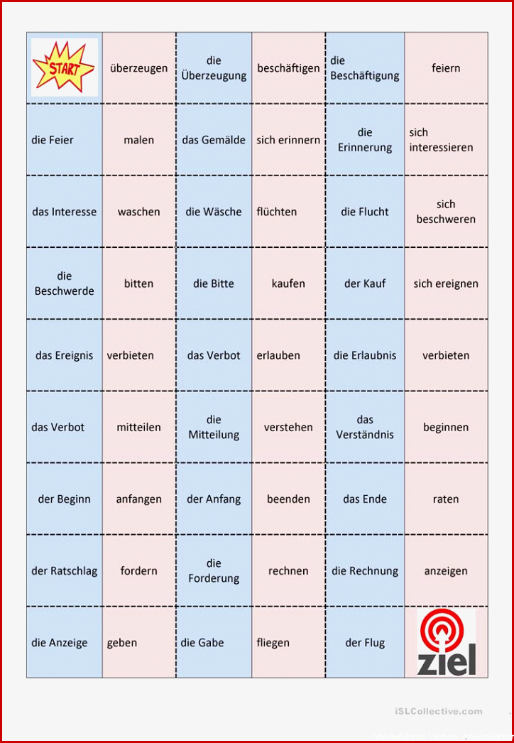 Nominaliesierung der Verben Arbeitsblatt Kostenlose DAF