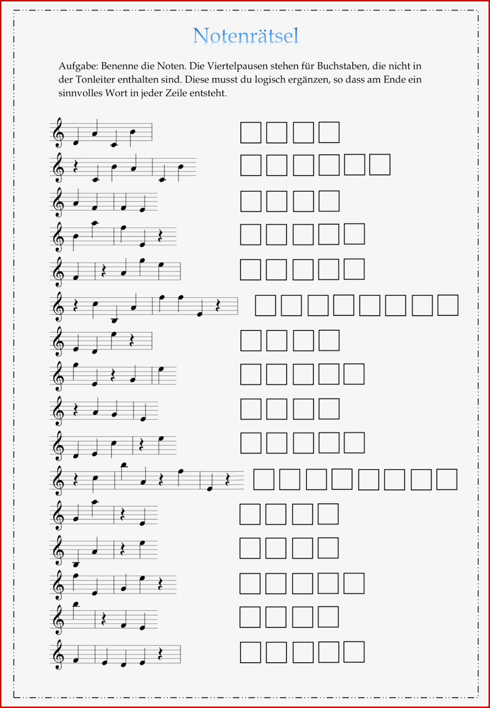 Notenrätsel Leicht Und Schwer