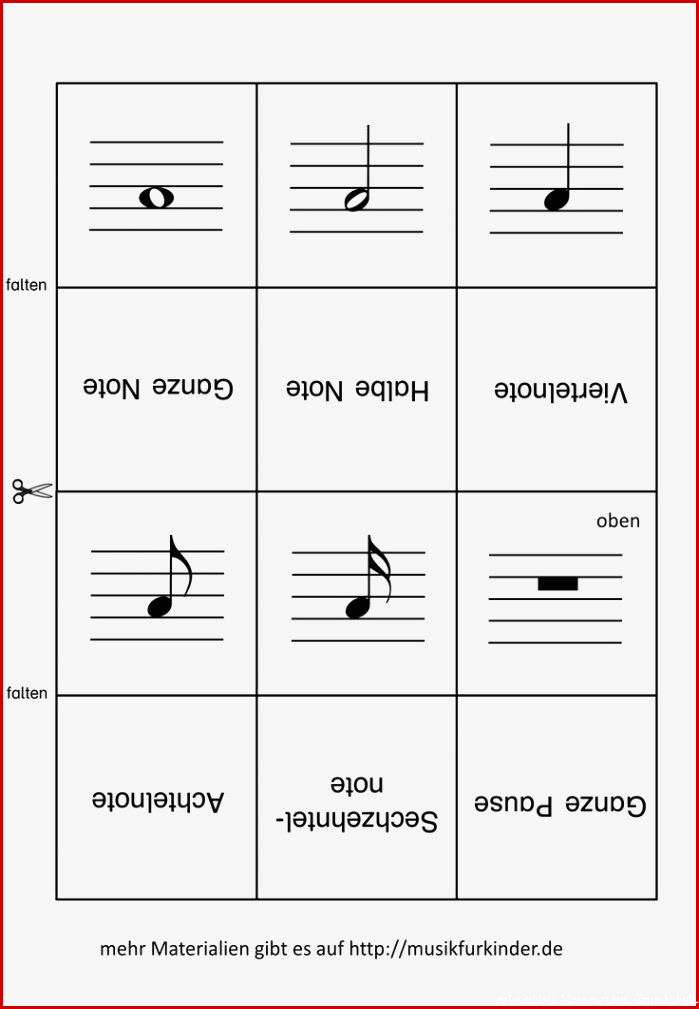 Notenwerte Memory Lernkarten Musik für Kinder