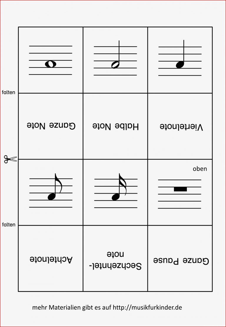Notenwerte Memory Lernkarten Musik Für Kinder