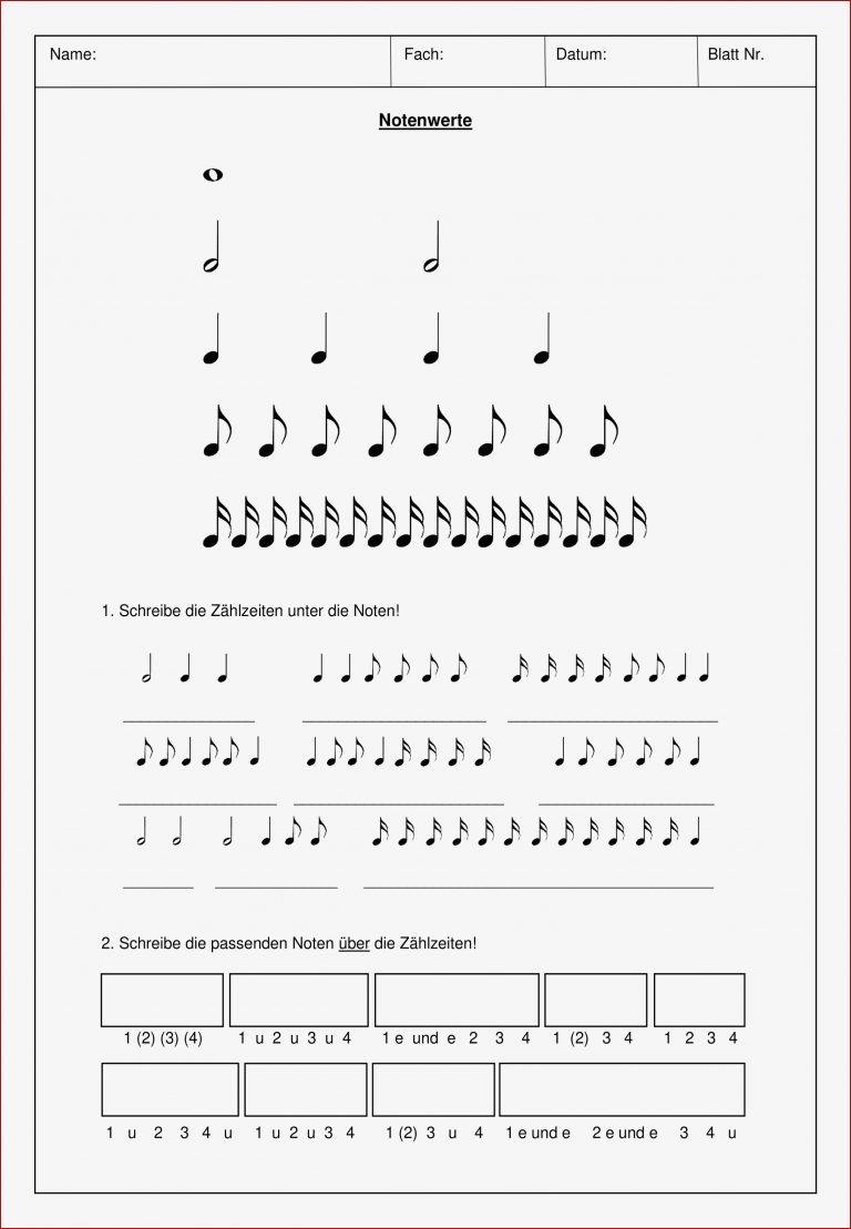 Notenwerte Paket – Unterrichtsmaterial Im Fach Musik In