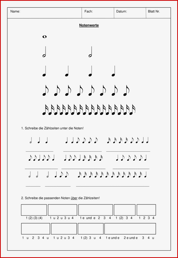 Notenwerte Paket – Unterrichtsmaterial Im Fach Musik
