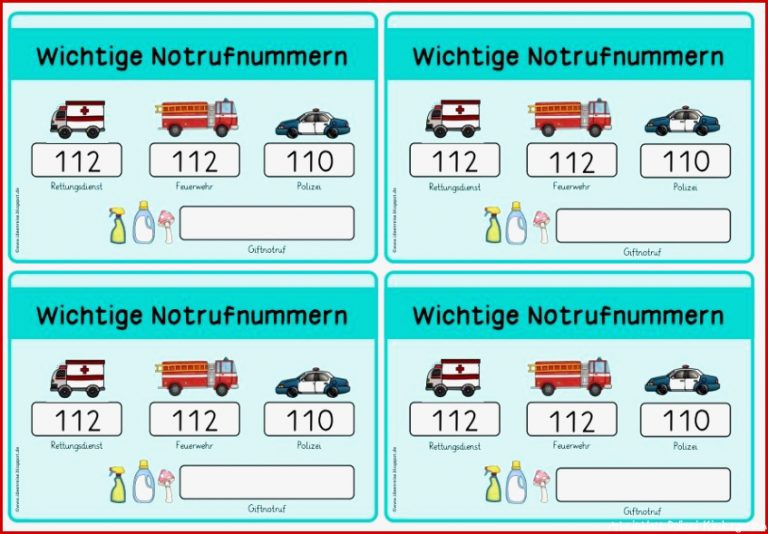 Notrufnummern fürs Federmäppchen Nachdem wird im