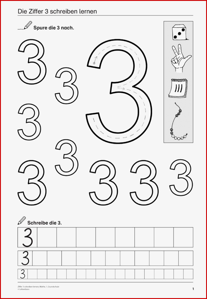 Number 3 Learn to Write Mathematics 1st Grade and
