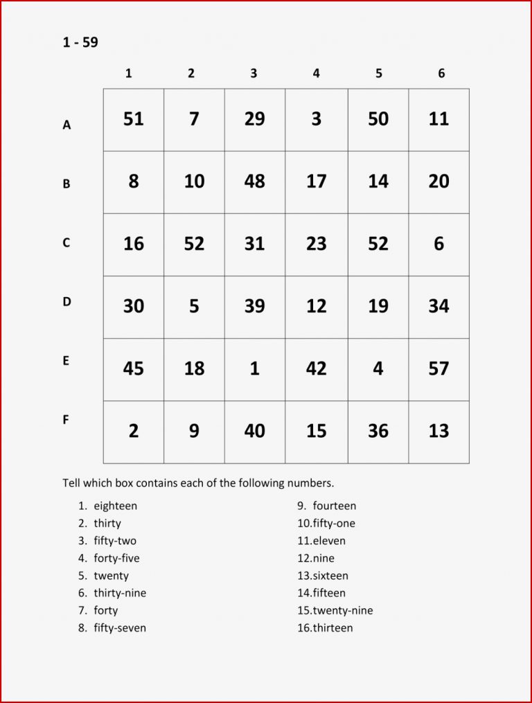 Numbers in English Zahlen Find it – Unterrichtsmaterial