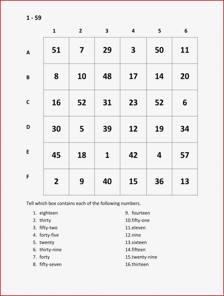 Numbers In English Zahlen Find It – Unterrichtsmaterial