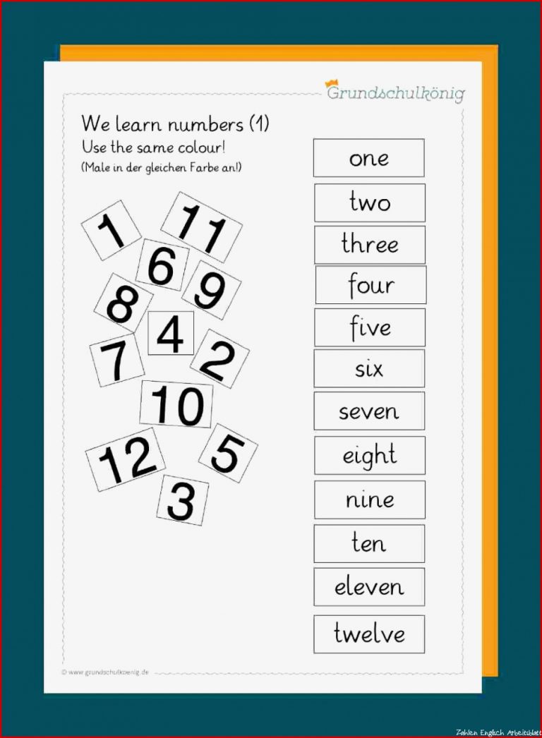 Numbers Zahlen bis 12