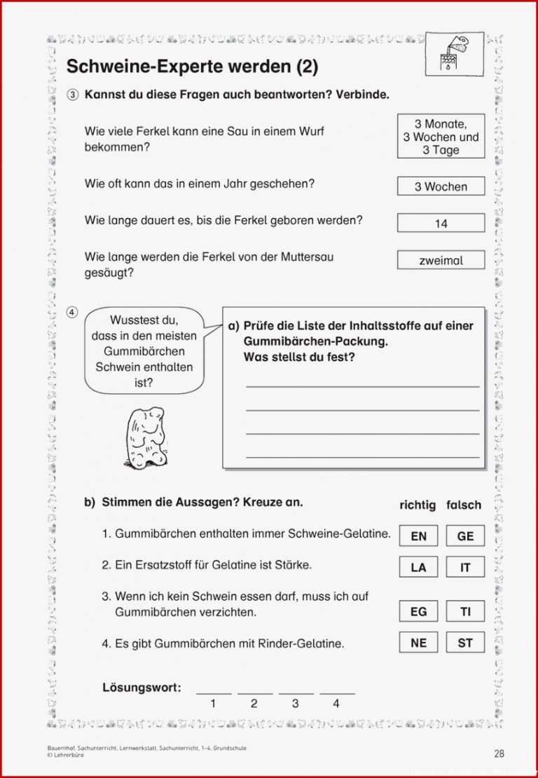 Nutztiere Grundschule Arbeitsblätter Worksheets