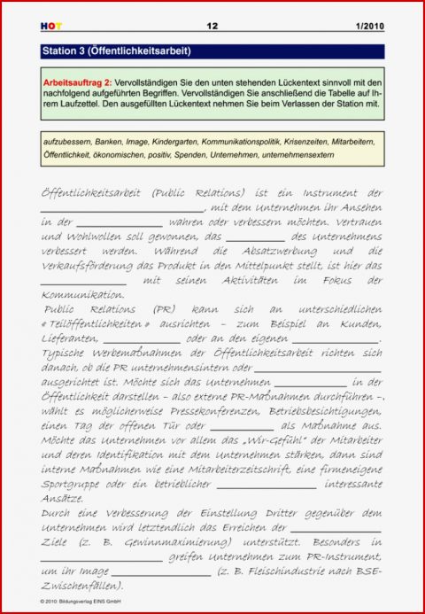 Öffentlichkeitsarbeit Arbeitsblätter Verlage Der
