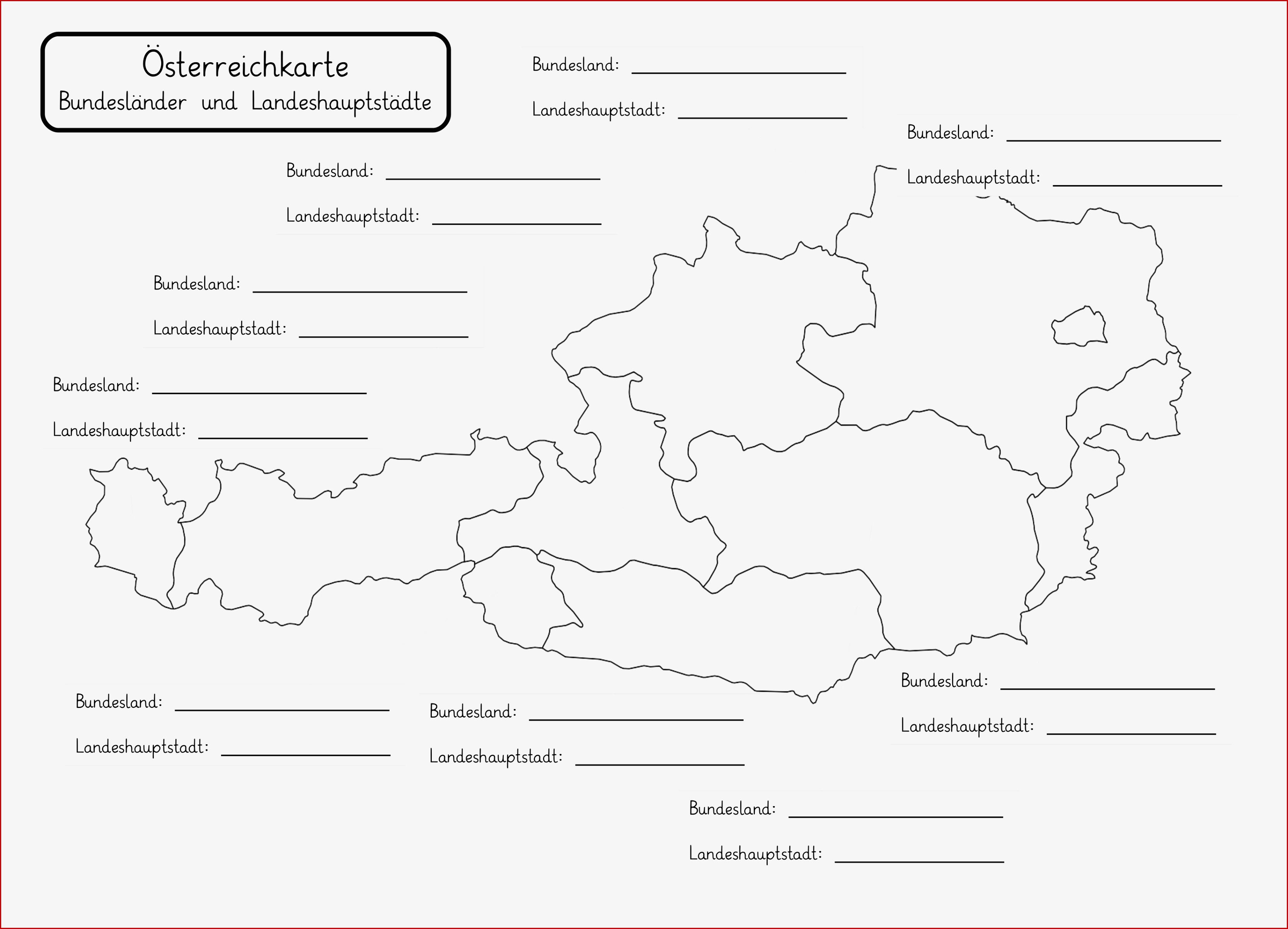 Österreich – Verschiedene Übungen An Der Landkarte