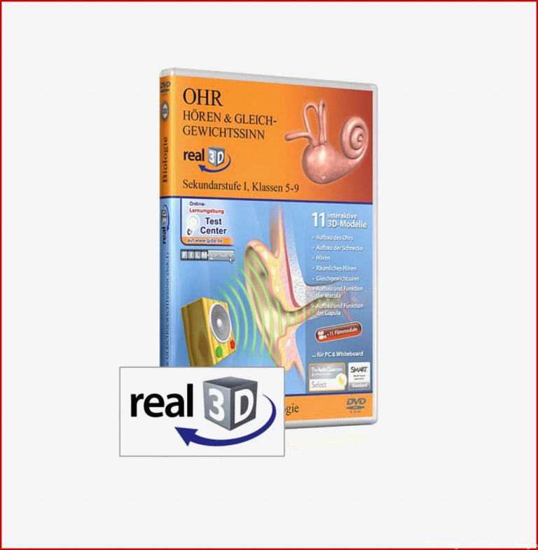 Ohr Hören und Gleichgewichtssinn real3D Software DVD