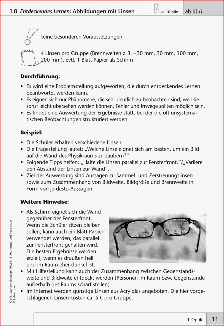 Optik Akustik · Arbeitsblätter · Sekundarstufe I · Lehrerbüro