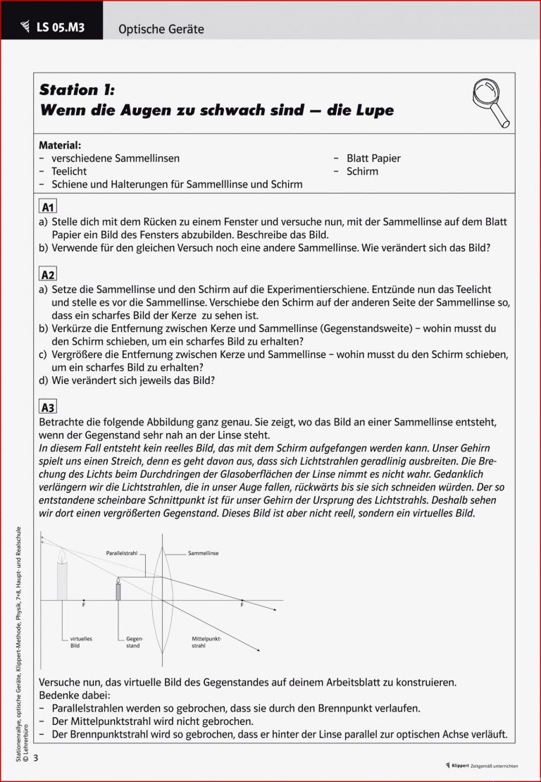 Optik Akustik · Arbeitsblätter · Sekundarstufe I · Lehrerbüro